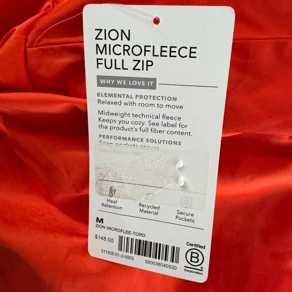 Athleta Zion‎ Microfleece Full Zip Jacket Medium Torch Red Polyester NWT CJ-1898